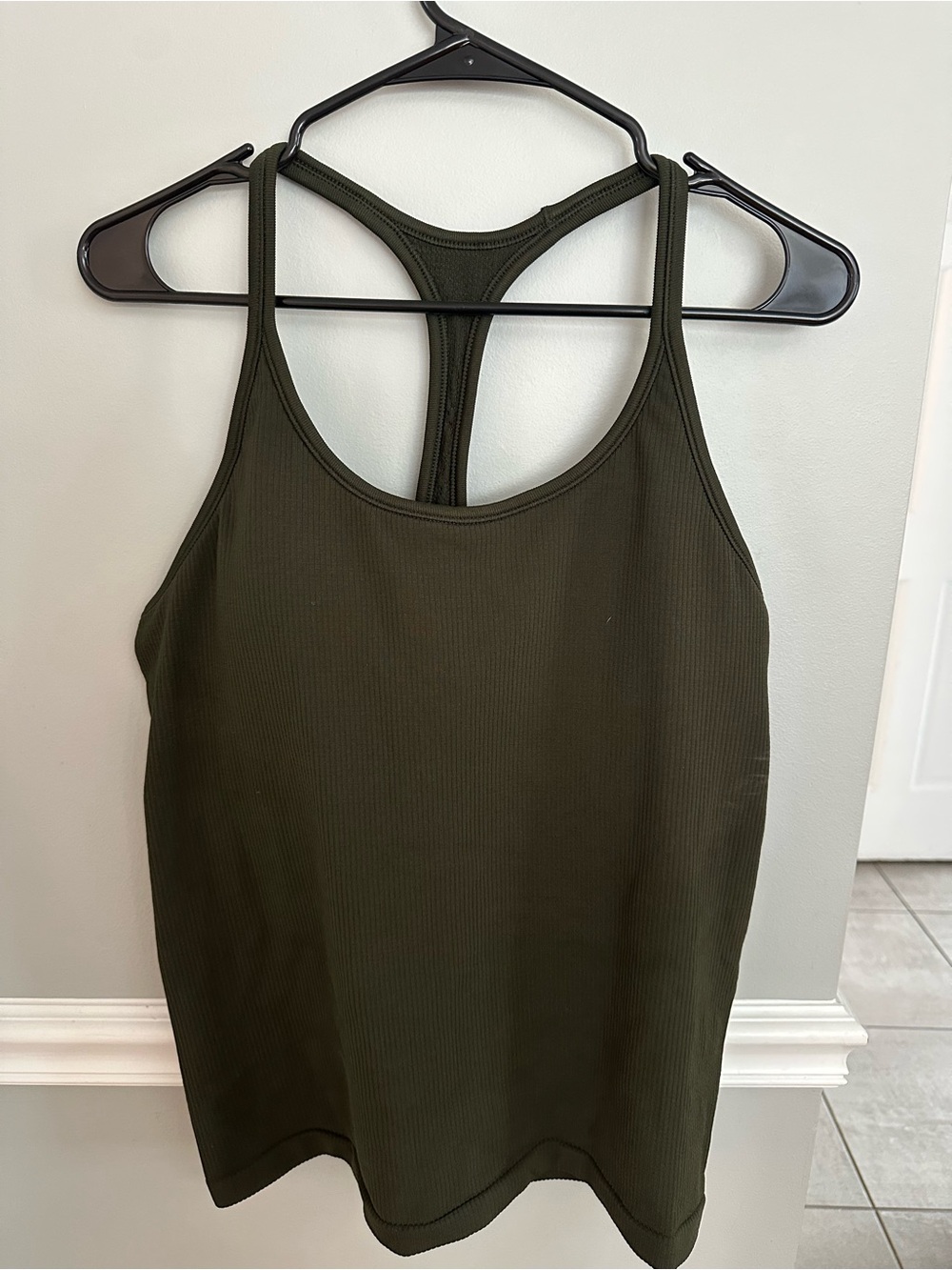 Athleta Women’s Olive Green Racerback Ribbed Tank Top - SIZE XL